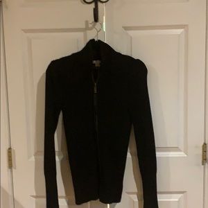 Black zipup sweater w/ faux leather